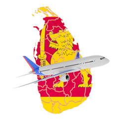 Poster - flights to sri lanka, travel concept. 3d rendering
