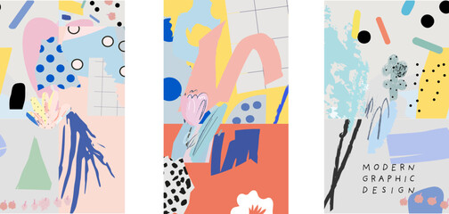 collection of creative universal artistic cards. graphic design for banner, poster, card, cover, inv