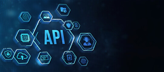 Internet, business, Technology and network concept. Application Programming Interface. Software development tool. 3d illustration.
