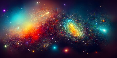 Wall Mural - Abstract Multicolored Smooth Bright Nebula Galaxy Artwork Background