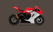 Red sport motorcycle isolated on a brown background