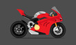 Red sport motorcycle isolated on a gray background