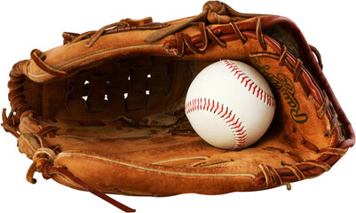 Poster - Baseball glove with a ball in it - isolated image