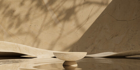 Aufkleber - 3d rendering clay podium.product display with shadow leaf