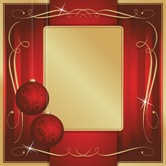 Wall Mural - Ornate Red and Gold Blank Christmas Card or Tag.