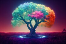 Colorful Tree In The Night