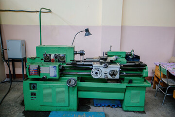 Wall Mural - Lathe in the metalworking workshop