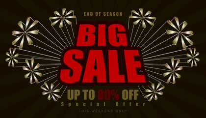 Sticker - Big sale up to 80 end of year special offer with element firework exploding from the center