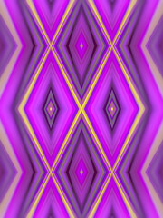 Poster - Symmetrical geometric pattern with neon colored texture. Trendy color combination. 3d rendering digital illustration