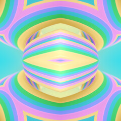 Poster - 3d rendering digital illustration pattern of curved neon shapes with iridescent stripes. Bright abstract background