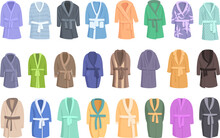 Dressing gown icons set cartoon vector. Satin robe. Bathrobe man