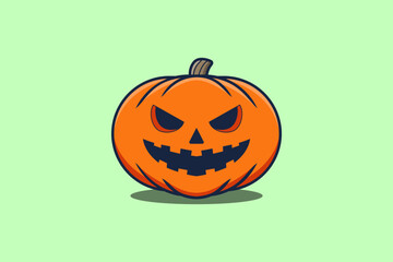 Wall Mural - Cute mascot cartoon character Scary pumpkin halloween illustration