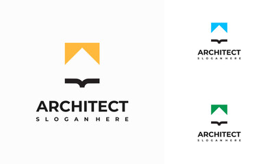Wall Mural - architecture education logo designs template vector, architect logo designs concept vector
