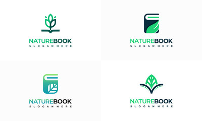 Wall Mural - Set of Nature Book Logo designs vector, Nature Education logo