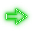 Neon green arrow icon, arrow icon on transparent background