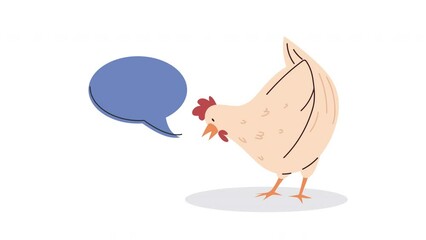 Wall Mural - hen animal farm with speech bubble