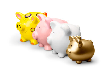 Canvas Print - Piggy Banks with Golden Piggy Bank