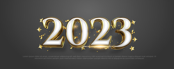 Wall Mural - Happy new year 2023 celebration background with Gold numbers