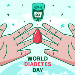 hand drawn flat world diabetes day illustration