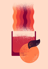 Cocktail Typographical Vintage Style Grunge Poster Or Menu Design. Negroni Glass And Orange. Retro Vector Illustration.	
