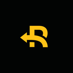 Fototapete - a logo letter R with a backward arrow element indicating a backward direction