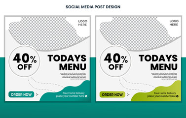 Wall Mural - Food Social media post design template, Restaurant Social Media Post Design, Burger Post Design, Menu post design