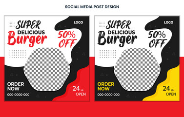 Wall Mural - Food Social media post design template, Restaurant Social Media Post Design, Burger Post Design, Menu post design