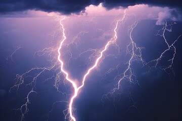 Wall Mural - Sky and clouds with lightning.