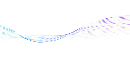 Aufkleber - Abstract dot particles wavy flowing curve pattern by colorful gradient blue purple pink on transparent background in concept of technology, science, music, modern.
