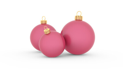 Wall Mural - beautiful matte rose pink colored group of christmastree balls 3d-illustration rendering isolated