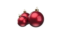 Beautiful Glossy Red Colored Group Of Christmas Balls 3D-illustration Rendering Isolated