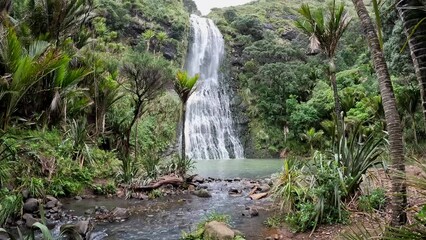 Canvas Print - Magnificent view of Karekare Falls, Auckland, New Zealand.