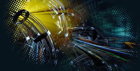 Poster - 3d illustartion of science technology concept. Communication network