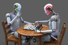 Robot Playing Chess, Illustration
