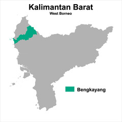  vector map of administrative boundaries Regency, West Kalimantan, Indonesia. can be used for presentations, business, analysis, regional profiles and others