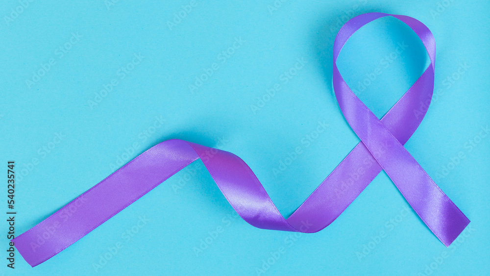 Purple Adhd Ribbon Purple ribbon on blue background ADD,ADHD,Alzheimer Disease ,Arnold ...