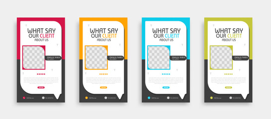 Wall Mural - set of modern and creative client testimonial social media post and story design. customer service f