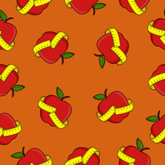 Apple and measure tape seamless pattern