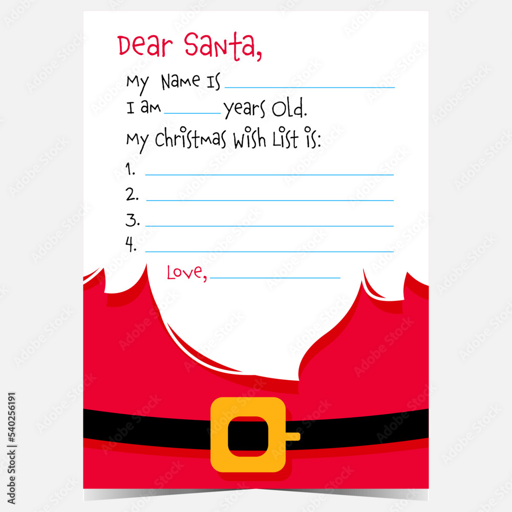 stock-vektorgrafik „dear santa christmas letter template with