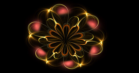 Fototapete - Fractal flower. Fractal image as bacground with flower. Creative element for desing