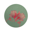 Floral round sticker with transparent background, water lily, tulip pattern, round sticker, digital illustration