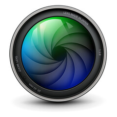 Poster - Camera photo lens with shutter inside technology icon.