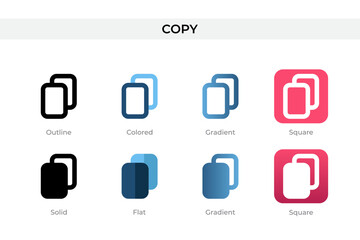 Poster - copy icon in different style. copy vector icons designed in outline, solid, colored, gradient, and flat style. Symbol, logo illustration. Vector illustration