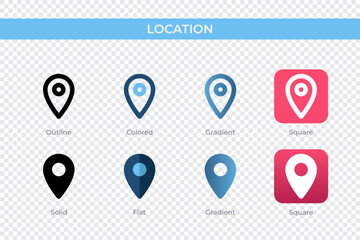 location icon in different style. location vector icons designed in outline, solid, colored, gradient, and flat style. Symbol, logo illustration. Vector illustration