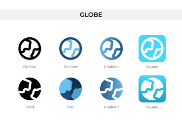 Poster - globe icon in different style. globe vector icons designed in outline, solid, colored, gradient, and flat style. Symbol, logo illustration. Vector illustration