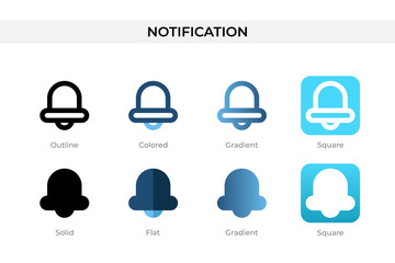 Poster - notification icon in different style. notification vector icons designed in outline, solid, colored, gradient, and flat style. Symbol, logo illustration. Vector illustration