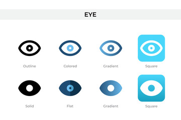Poster - eye icon in different style. eye vector icons designed in outline, solid, colored, gradient, and flat style. Symbol, logo illustration. Vector illustration