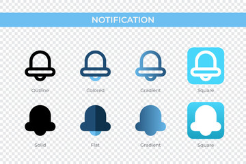 Poster - notification icon in different style. notification vector icons designed in outline, solid, colored, gradient, and flat style. Symbol, logo illustration. Vector illustration