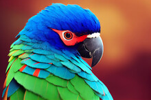 Colorful Parrot Portrait 3d Illustration