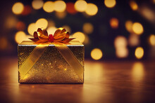 Christmas Gift Boxes And Bokeh Lights 3d Illustration